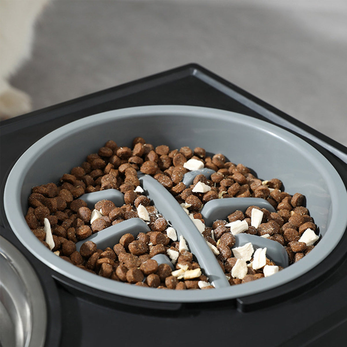 Gamelle surélevée personnalisée en acier inoxydable avec ralentisseur, double bol réglable en hauteur pour nourriture et eau pour chiens et chats de taille moyenne à grande