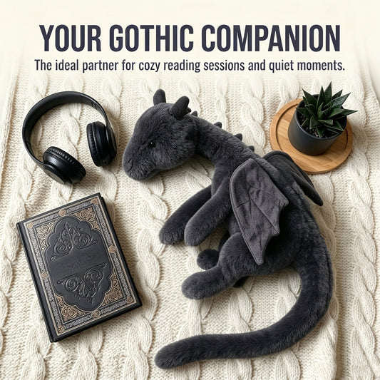 Peluche dragon géant de 85 cm, poupée en peluche super douce et câline, jouet dragon idéal pour cadeau d'anniversaire ou de vacances pour enfants et adultes, noir et blanc