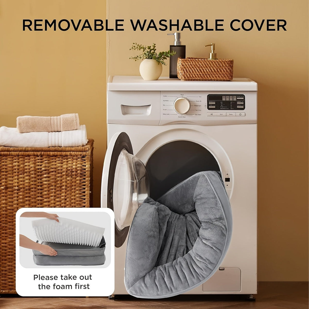 Canapé-lit pour chien extra large, 100 % mousse de soutien, traversin sur 4 côtés, housse amovible et lavable, fond antidérapant, soutien articulaire, lit pour animal de compagnie doux et chaud, gris, M L XL XXL, toutes races