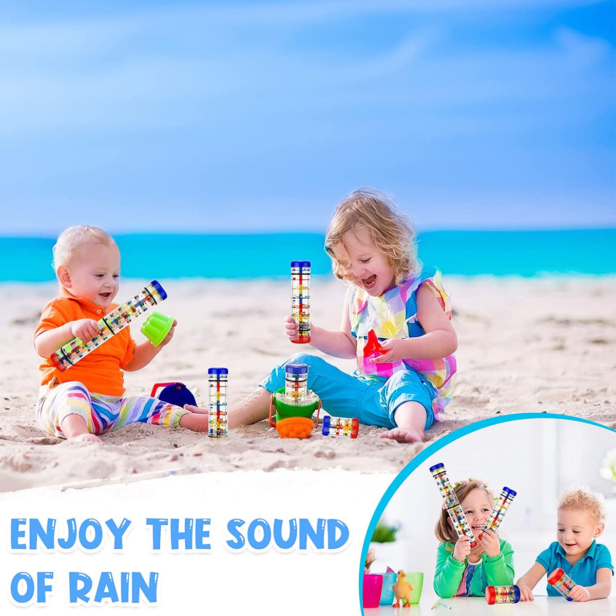 Jouet musical bâton de pluie coloré pour bébés 40 cm, hochet translucide, perles vibrantes, son de pluie, instrument sensoriel éducatif, reconnaissance des couleurs, développement de la coordination, cadeau dès la naissance, ABS sûr