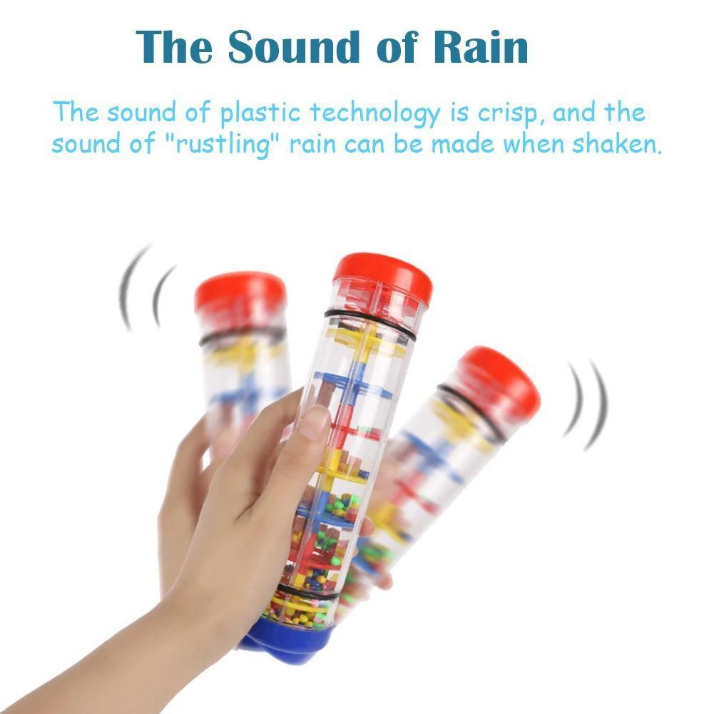 Jouet musical bâton de pluie coloré pour bébés 40 cm, hochet translucide, perles vibrantes, son de pluie, instrument sensoriel éducatif, reconnaissance des couleurs, développement de la coordination, cadeau dès la naissance, ABS sûr