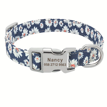 Collier pour chien en nylon personnalisé, gravé et imprimé avec nom et numéro de téléphone – Collier pour animaux de compagnie pour chiots, chats et chiens de petite à grande taille, tailles S, M, L, 7 couleurs éclatantes