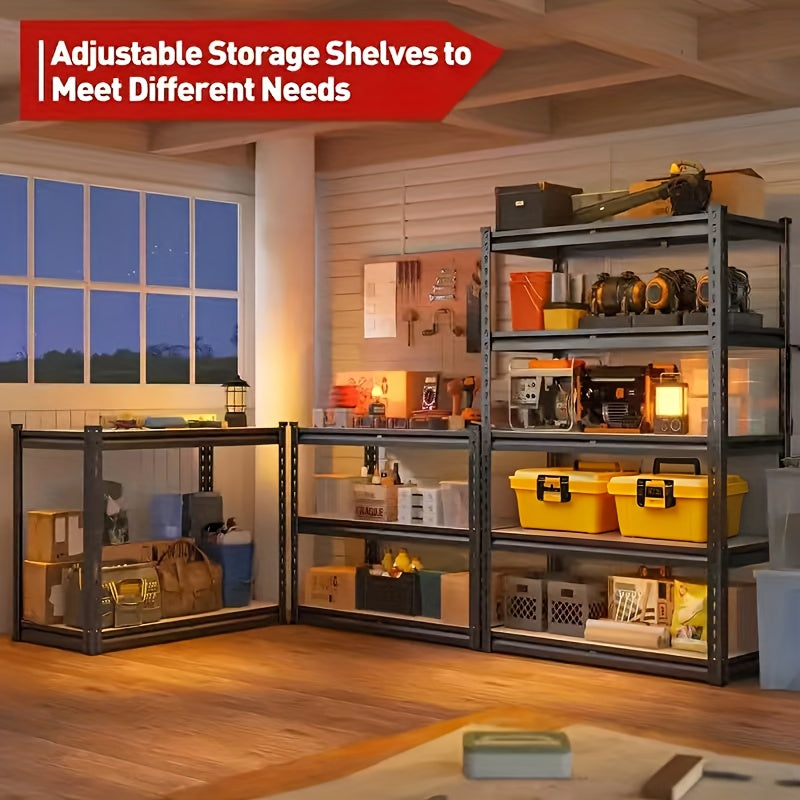 Étagère métallique robuste à 5 niveaux, capacité de 2000 lb, support de rangement pour garage | Étagère en acier réglable de 72 po et 60 po de hauteur pour garage, sous-sol, garde-manger, placard, buanderie – Noir