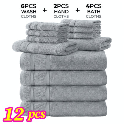 Ensemble de 12 ou 24 débarbouillettes en coton – Qualité hôtel, très absorbantes et à séchage rapide pour salle de bain, spa, salle de sport et maison, gris foncé, bleu, blanc, violet, orange