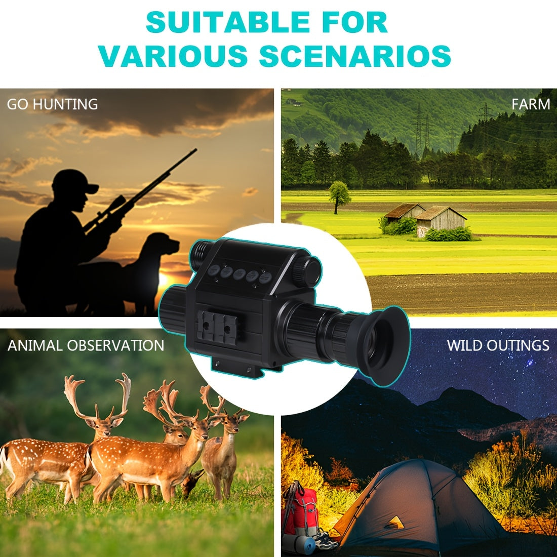 Lunette de vision nocturne numérique pour la chasse – Monoculaire infrarouge, zoom 5x, enregistrement vidéo HD 1080p, carte TF 32 Go et batterie 2600 mAh, réticule intégré pour la chasse, le camping et l'aventure en pleine nature