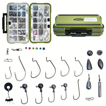 Kit de leurres de pêche 306 pcs et 84 pcs – Boîte de pêche complète avec hameçons, plombs, flotteurs, turluttes, perles, émerillons et agrafes | Ensemble d'accessoires de pêche en eau douce pour bar, truite et carpe