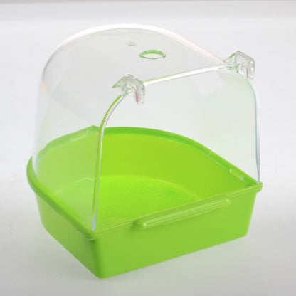 Baignoire transparente suspendue pour cage à oiseaux - Douche pour perruches, calopsittes et petits oiseaux, bol de bain amovible pour animaux, accessoire de cage et équipement de soin pour oiseaux