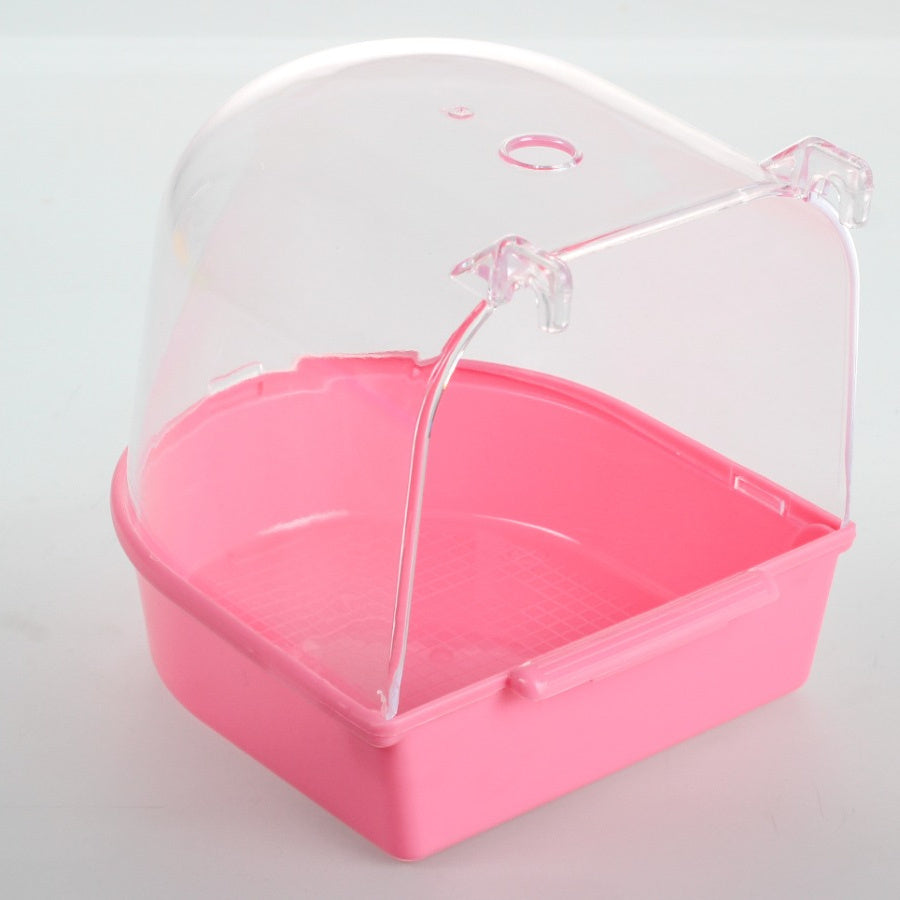 Baignoire transparente suspendue pour cage à oiseaux - Douche pour perruches, calopsittes et petits oiseaux, bol de bain amovible pour animaux, accessoire de cage et équipement de soin pour oiseaux