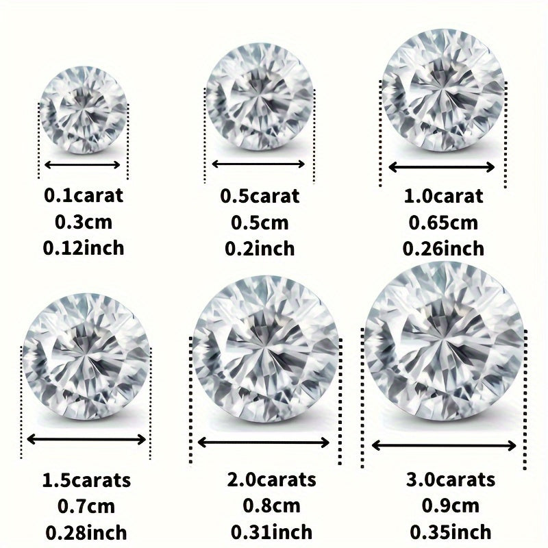 Boucles d'oreilles solitaires en moissanite – Argent sterling 925, sertissage 6 griffes, taille ronde, de 0,5 ct à 3 ct, alternative au diamant, bijoux de mariage pour femmes, éclat brillant