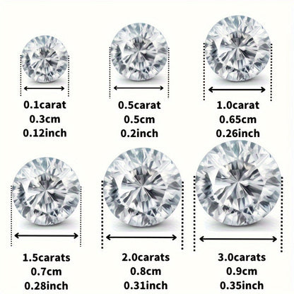 Boucles d'oreilles solitaires en moissanite – Argent sterling 925, sertissage 6 griffes, taille ronde, de 0,5 ct à 3 ct, alternative au diamant, bijoux de mariage pour femmes, éclat brillant
