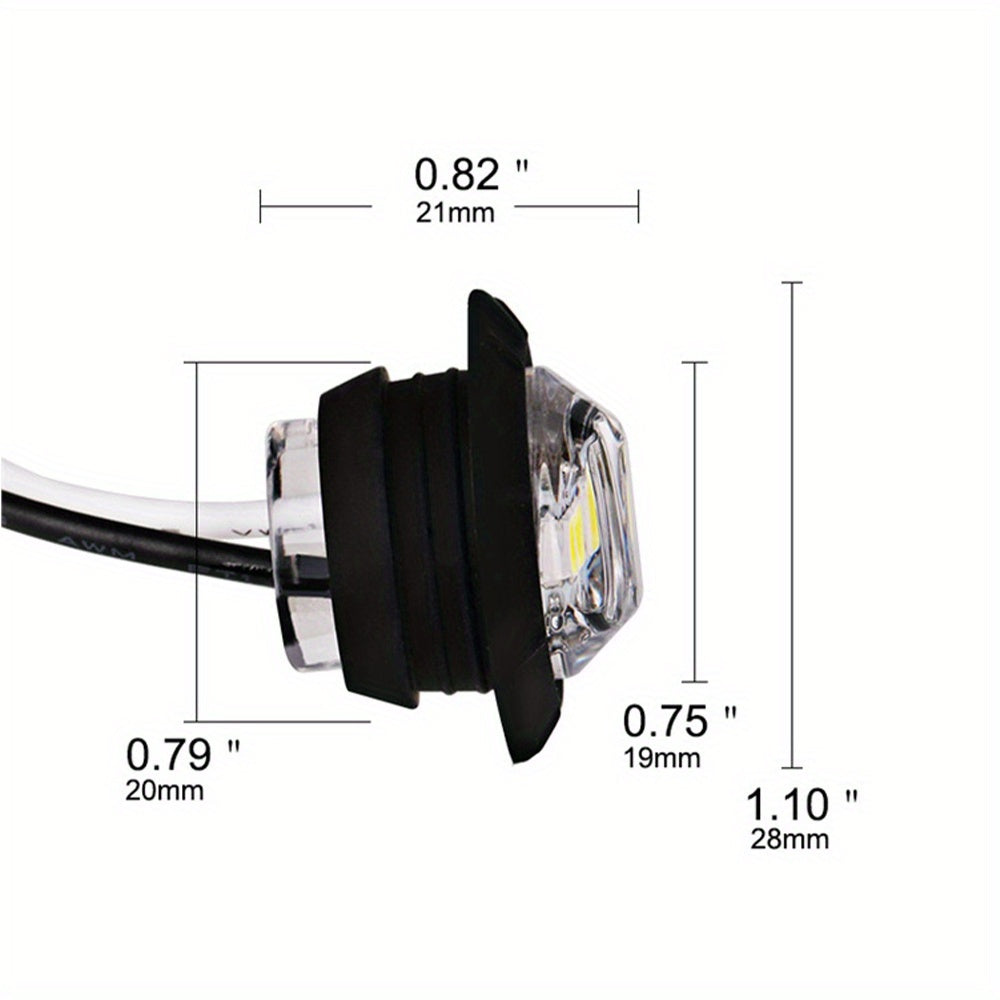 Lot de 20 feux de courtoisie LED pour bateau, 12 V CC, 3 LED, feux de gabarit latéraux pour tableau arrière, poupe et pont de yacht, feux de navigation ronds submersibles en rouge, vert, bleu, blanc et jaune, base en acier inoxydable