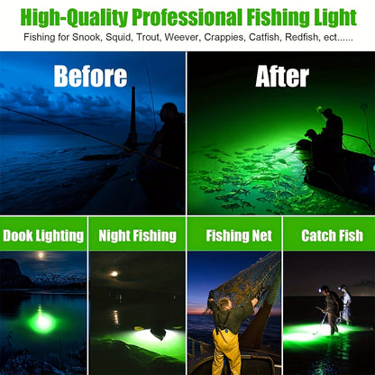 Lampe de pêche sous-marine USB à 126 LED avec cordon de 5 m – Attracteur de poissons de nuit pour bateau, quai et pêche sur glace, options d'éclairage vert et blanc, lampe détecteur de poissons alimentée par USB