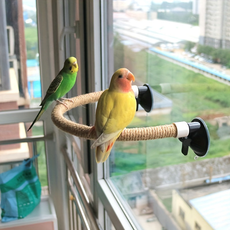 Perchoir flexible pour oiseaux avec ventouse - Échelle d'escalade pliable pour perroquets, à fixer sur vitres, carrelages ou miroirs de cage - Accessoire multifonction pour perroquets, calopsittes, conures et perruches