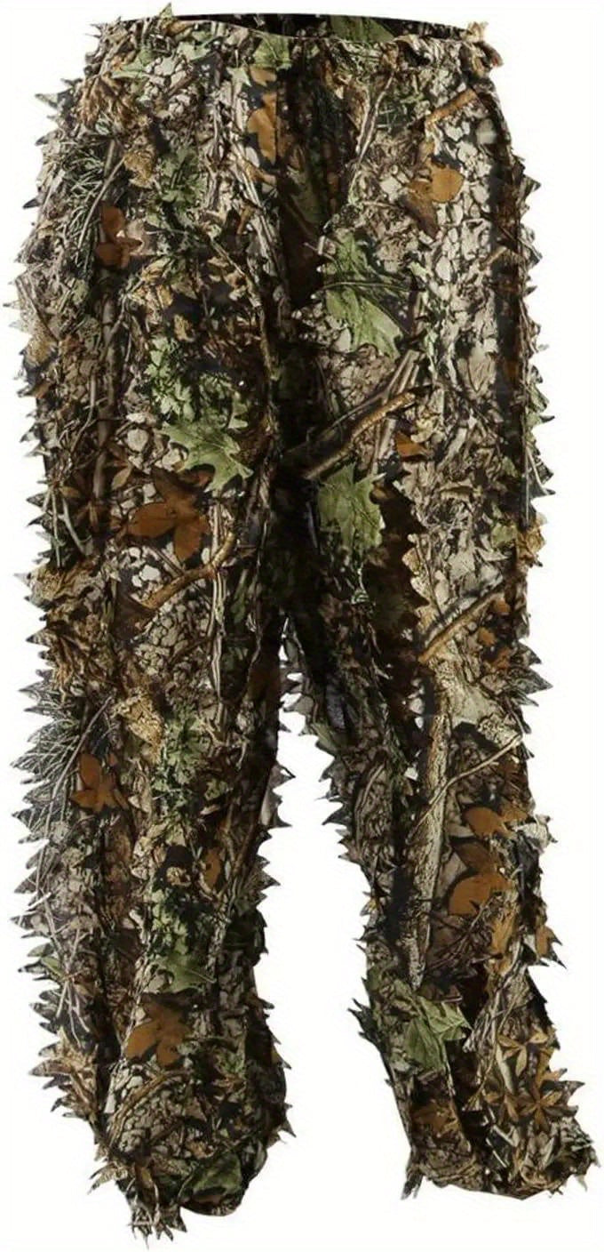 Tenue de camouflage 3D Ghillie pour homme – Ensemble veste à capuche et pantalon léger, vêtements de chasse respirants à motif feuilles 3D, 0,43 kg