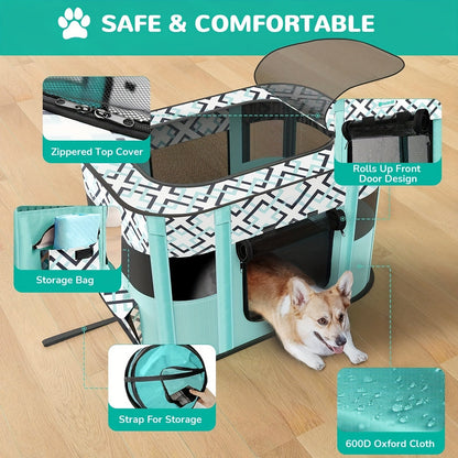 Parc pliable pour chiens, chats, chiots, chatons et lapins, enclos portable pour exercice, idéal pour l'intérieur, l'extérieur, le camping et les voyages, avec sac de rangement, violet, vert, tailles M, L, XL, XXL