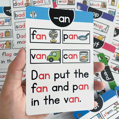 LACHILLY 107-Group Phonics Flashcards for Kids – CVC Word Learning Cards with Colorful Illustrations, I Can Read English Learning, Educational Memory Game & Teaching Aid