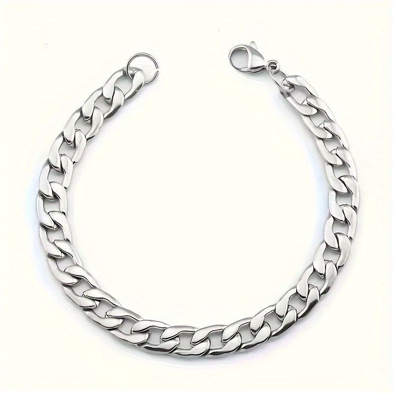 Ensemble collier et bracelet hip-hop punk en acier inoxydable pour hommes, 2 pièces – Bijoux à chaînes assorties pour couples, accessoires streetwear, disponible de 18 à 30 pouces, déclaration de mode audacieuse pour hommes et femmes