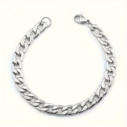 Ensemble collier et bracelet hip-hop punk en acier inoxydable pour hommes, 2 pièces – Bijoux à chaînes assorties pour couples, accessoires streetwear, disponible de 18 à 30 pouces, déclaration de mode audacieuse pour hommes et femmes