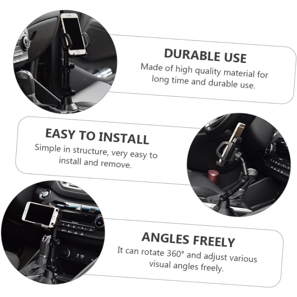 Support téléphone pour porte-gobelet de voiture, support universel réglable pour téléphone portable, socle avec rotation à 360°, compatible avec iPhone, Samsung et tous les smartphones