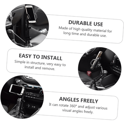 Support téléphone pour porte-gobelet de voiture, support universel réglable pour téléphone portable, socle avec rotation à 360°, compatible avec iPhone, Samsung et tous les smartphones