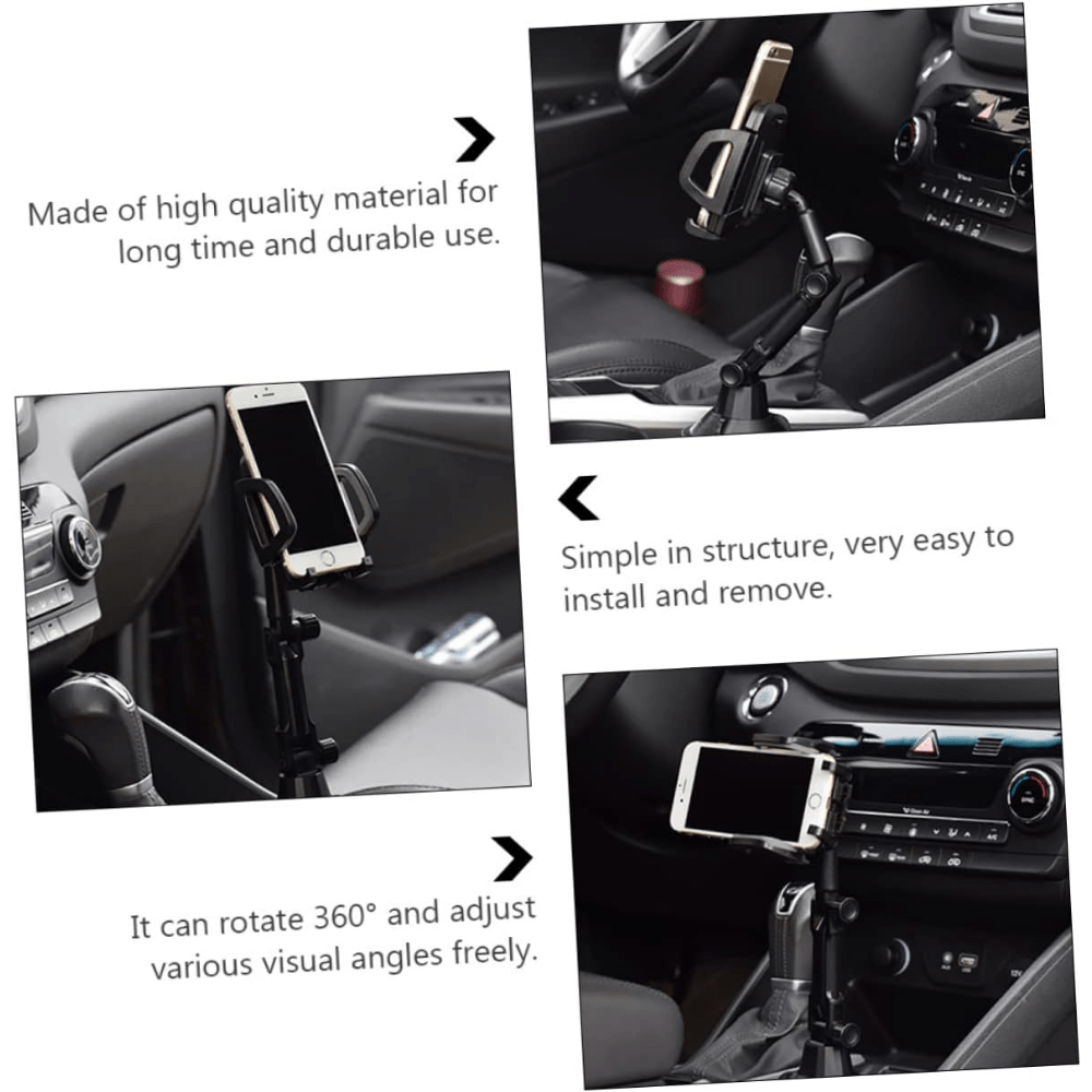 Support téléphone pour porte-gobelet de voiture, support universel réglable pour téléphone portable, socle avec rotation à 360°, compatible avec iPhone, Samsung et tous les smartphones