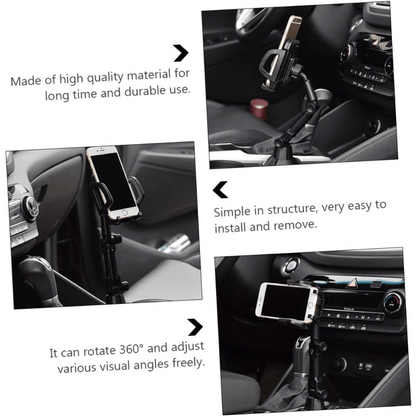 Support téléphone pour porte-gobelet de voiture, support universel réglable pour téléphone portable, socle avec rotation à 360°, compatible avec iPhone, Samsung et tous les smartphones