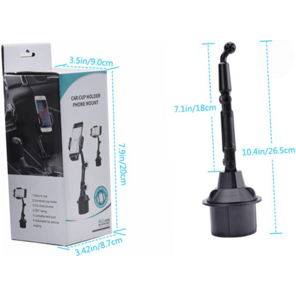 Support téléphone pour porte-gobelet de voiture, support universel réglable pour téléphone portable, socle avec rotation à 360°, compatible avec iPhone, Samsung et tous les smartphones