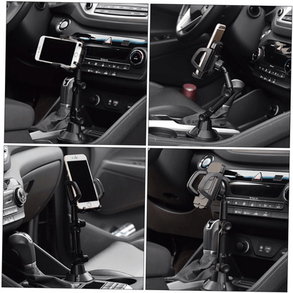 Support téléphone pour porte-gobelet de voiture, support universel réglable pour téléphone portable, socle avec rotation à 360°, compatible avec iPhone, Samsung et tous les smartphones