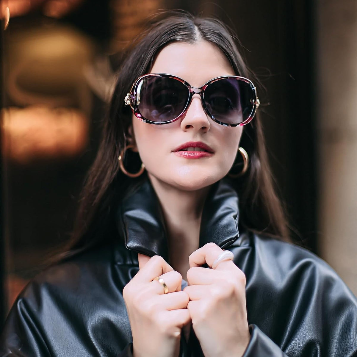 Lunettes de soleil oversize pour femme, protection UV400, verres dégradés, monture large, lunettes tendance, plusieurs coloris disponibles