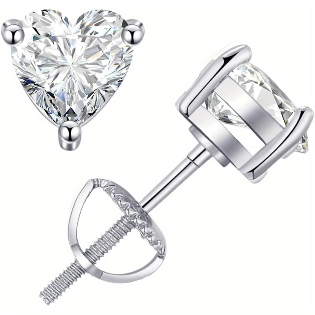 Boucles d'oreilles spirale en argent sterling 925 et moissanite pour femmes et hommes – Clous d'oreilles tourbillon en diamant de laboratoire brillant, bijoux mixtes élégants, formes ronde et cœur, 3 mm à 6 mm