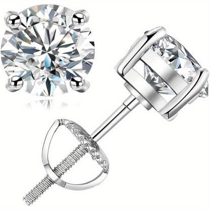 Boucles d'oreilles spirale en argent sterling 925 et moissanite pour femmes et hommes – Clous d'oreilles tourbillon en diamant de laboratoire brillant, bijoux mixtes élégants, formes ronde et cœur, 3 mm à 6 mm