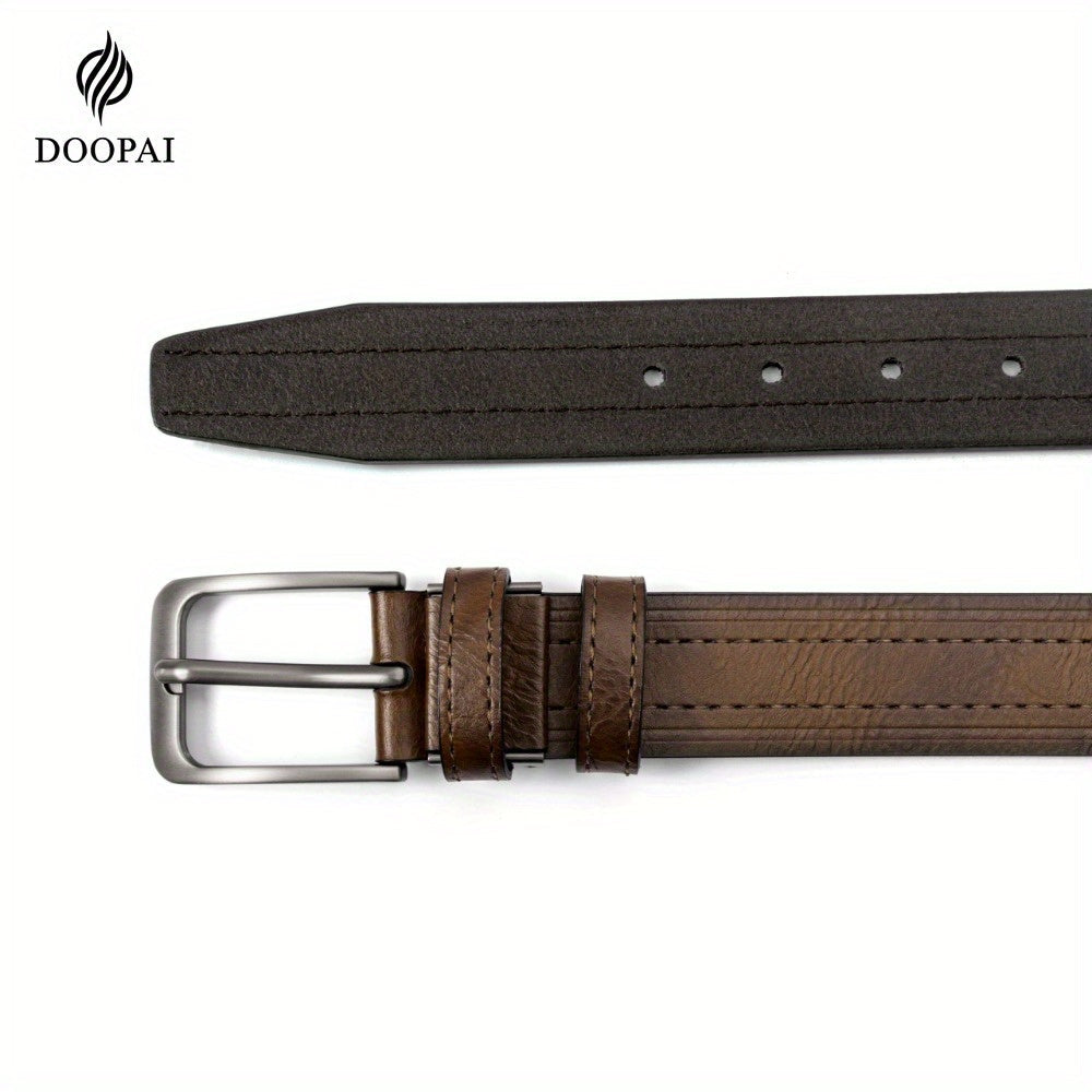 Lot de 2 ceintures pour homme en cuir de vachette véritable avec coffret cadeau – Ceinture classique vintage à boucle ardillon réglable pour jean, tailles 30"-52"