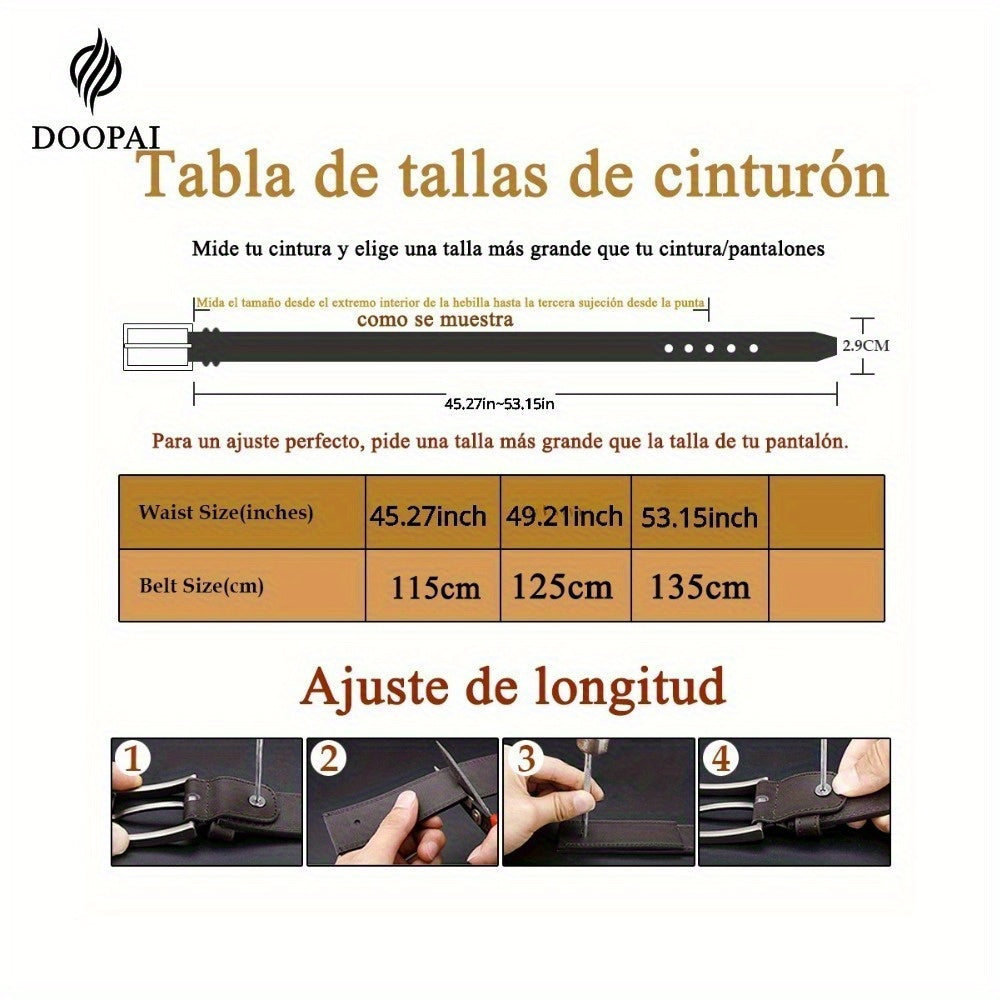 Lot de 2 ceintures pour homme en cuir de vachette véritable avec coffret cadeau – Ceinture classique vintage à boucle ardillon réglable pour jean, tailles 30"-52"