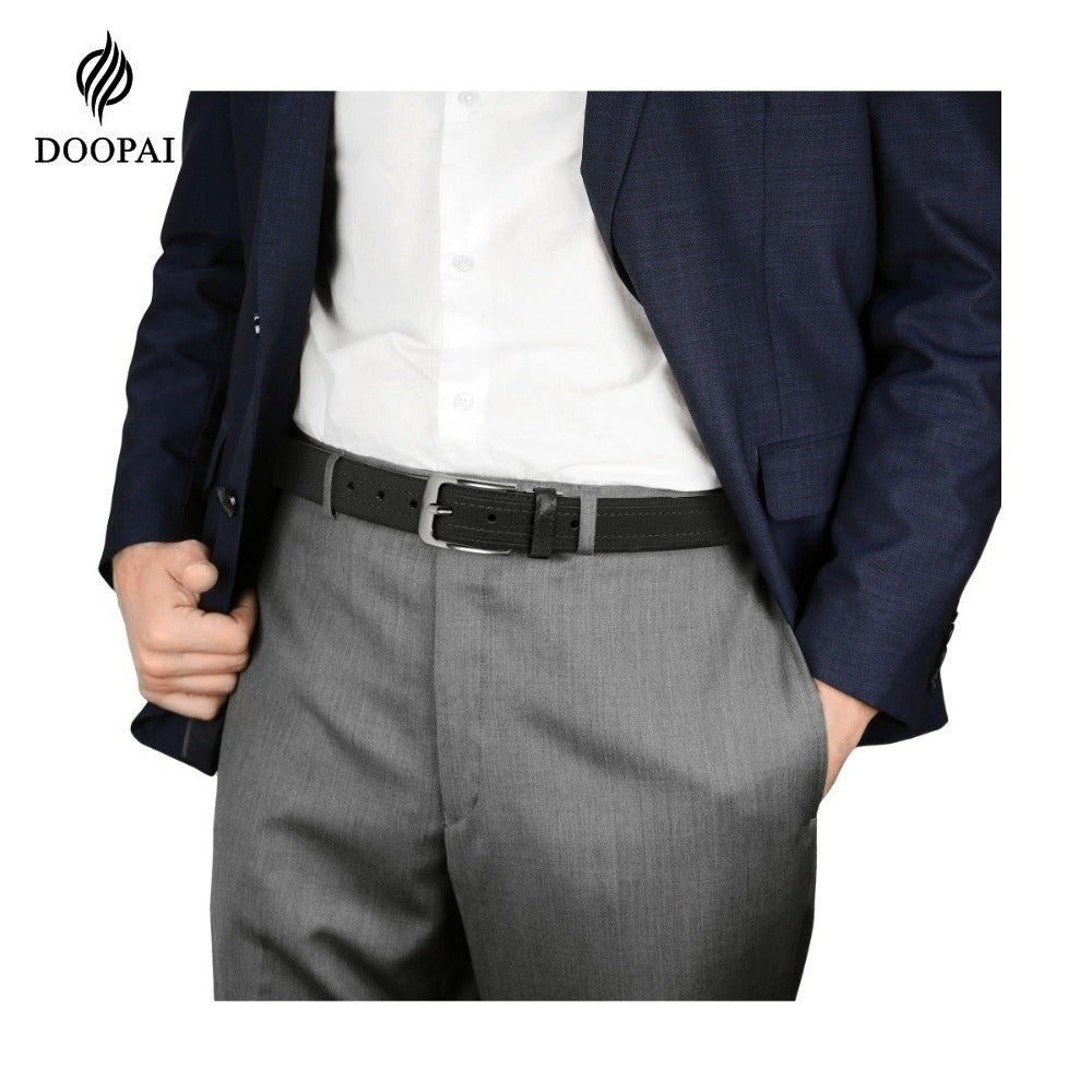 Lot de 2 ceintures pour homme en cuir de vachette véritable avec coffret cadeau – Ceinture classique vintage à boucle ardillon réglable pour jean, tailles 30"-52"