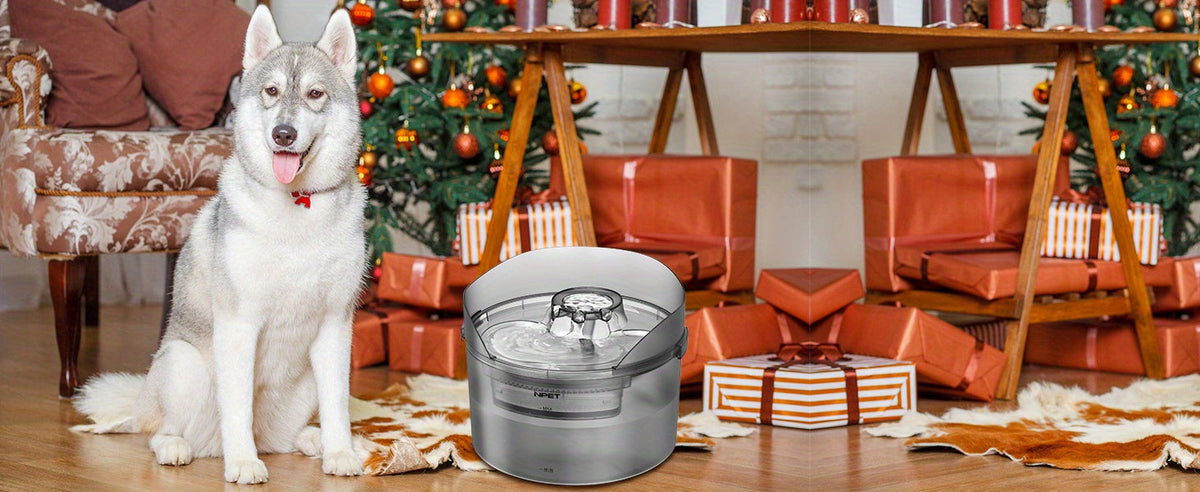 Fontaine à eau pour grands chiens 5L & 8L avec triple système de filtration, abreuvoir automatique pour animaux avec protection anti-éclaboussures et kit de nettoyage pour grands chiens et foyers multi-animaux – Pompe silencieuse, sans pile nécessaire