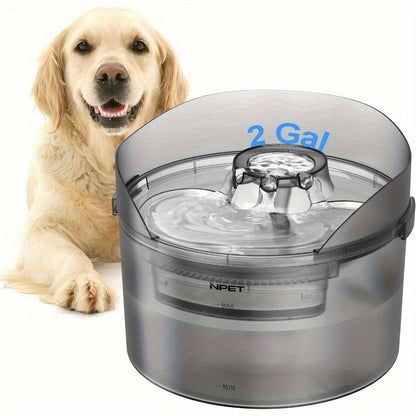 Fontaine à eau pour grands chiens 5L & 8L avec triple système de filtration, abreuvoir automatique pour animaux avec protection anti-éclaboussures et kit de nettoyage pour grands chiens et foyers multi-animaux – Pompe silencieuse, sans pile nécessaire