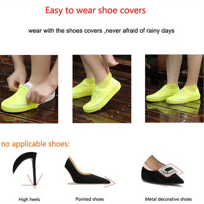 Sur-chaussures de pluie réutilisables en latex pour hommes, femmes et enfants – Lot de 5 paires couleurs assorties, taille unique (EU 34-45), protection antidérapante durable contre la pluie pour usage extérieur