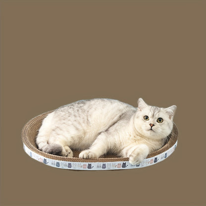 Salon griffoir ovale pour chat, carton ondulé durable, tapis à griffer, lit douillet pour chat pour faire ses griffes, se détendre et jouer, mobilier pour chats et chatons d'intérieur
