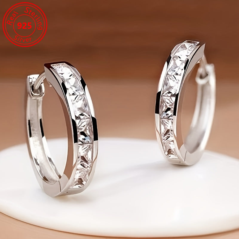 Boucles d'oreilles en argent sterling S925 et zircone pour femme - Clous d'oreilles minimalistes, hypoallergéniques et brillants, légers pour un usage quotidien, cadeau idéal pour anniversaire, Saint-Valentin, fête ou soirée.