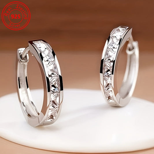 Boucles d'oreilles en argent sterling S925 et zircone pour femme - Clous d'oreilles minimalistes, hypoallergéniques et brillants, légers pour un usage quotidien, cadeau idéal pour anniversaire, Saint-Valentin, fête ou soirée.