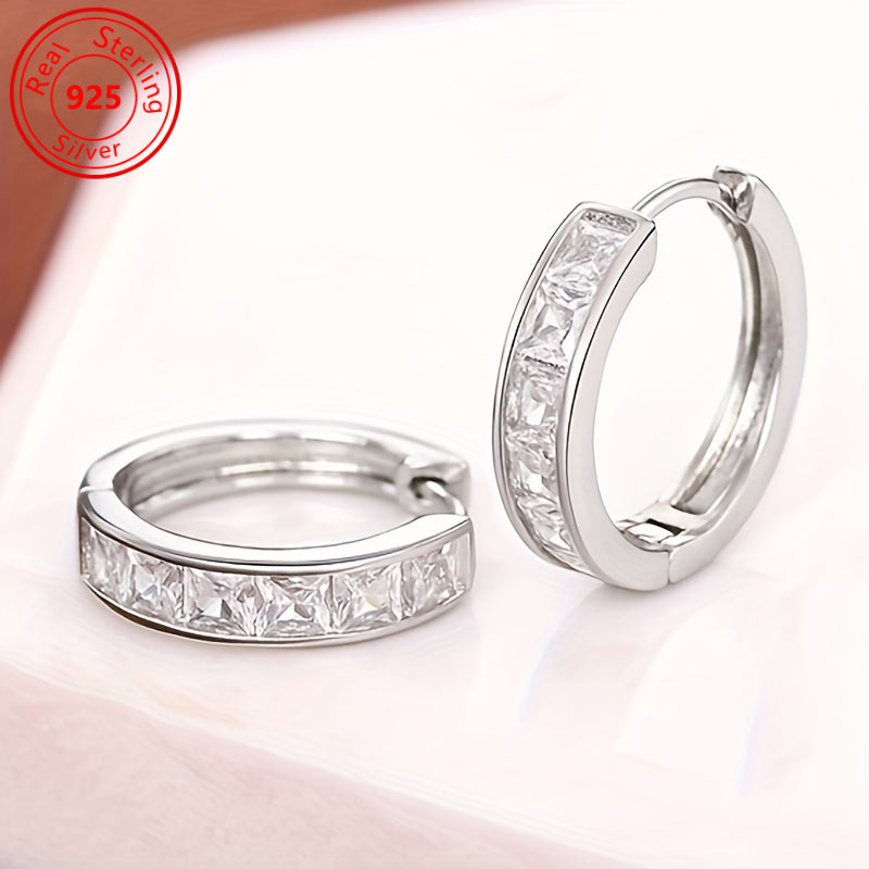 Boucles d'oreilles en argent sterling S925 et zircone pour femme - Clous d'oreilles minimalistes, hypoallergéniques et brillants, légers pour un usage quotidien, cadeau idéal pour anniversaire, Saint-Valentin, fête ou soirée.