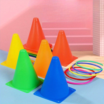 Jeu de lancer d'anneaux avec cônes de glace, jouet de plein air pour l'entraînement sensoriel, jeu de lancer circulaire avec barils colorés, activité amusante pour le jardin, jeux de fête pour enfants, adultes et famille, cadeau d'anniversaire