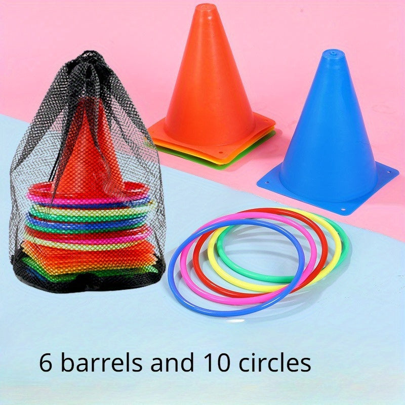 Jeu de lancer d'anneaux avec cônes de glace, jouet de plein air pour l'entraînement sensoriel, jeu de lancer circulaire avec barils colorés, activité amusante pour le jardin, jeux de fête pour enfants, adultes et famille, cadeau d'anniversaire