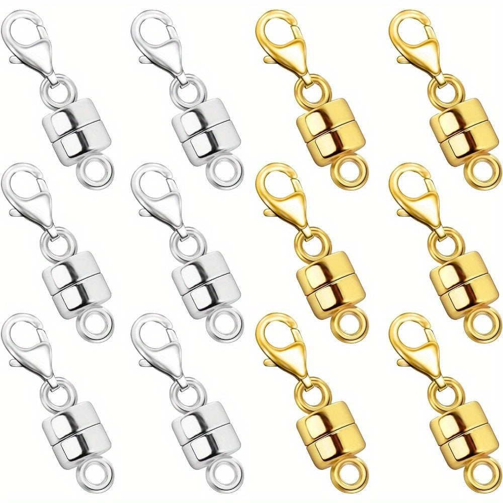 Lot de 18 fermoirs magnétiques pour colliers, or et argent – Convertisseur de fermoir magnétique pour bijoux avec fermoirs mousquetons pour bracelets, colliers et chaînes – Attache de bijoux facile, adaptée aux personnes arthritiques
