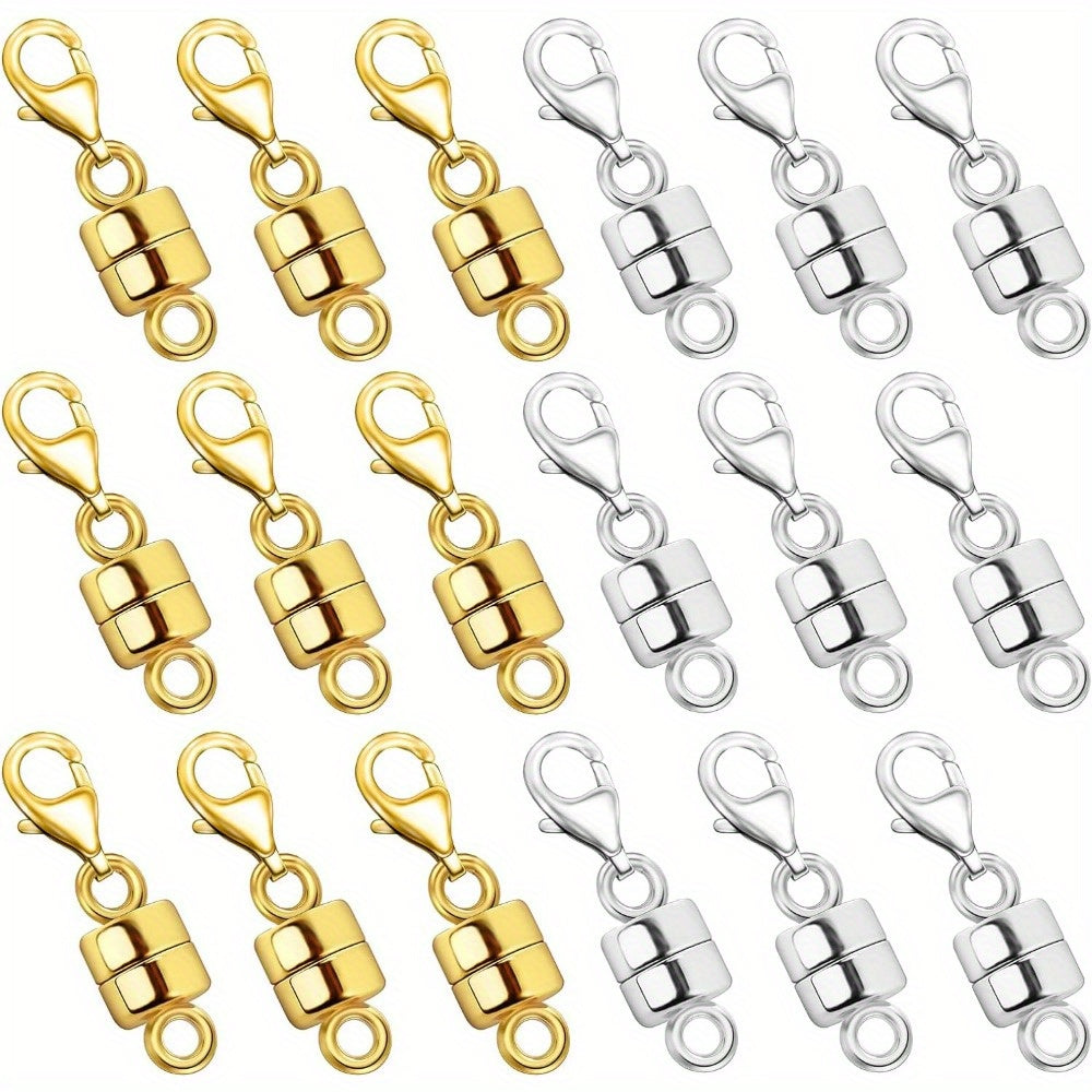 Lot de 18 fermoirs magnétiques pour colliers, or et argent – Convertisseur de fermoir magnétique pour bijoux avec fermoirs mousquetons pour bracelets, colliers et chaînes – Attache de bijoux facile, adaptée aux personnes arthritiques