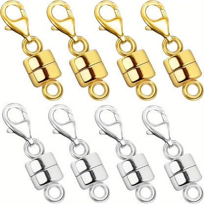 Lot de 18 fermoirs magnétiques pour colliers, or et argent – Convertisseur de fermoir magnétique pour bijoux avec fermoirs mousquetons pour bracelets, colliers et chaînes – Attache de bijoux facile, adaptée aux personnes arthritiques