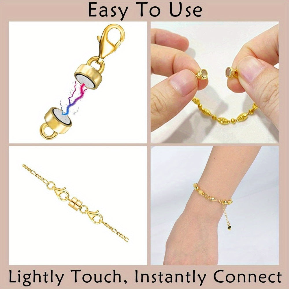 Lot de 18 fermoirs magnétiques pour colliers, or et argent – Convertisseur de fermoir magnétique pour bijoux avec fermoirs mousquetons pour bracelets, colliers et chaînes – Attache de bijoux facile, adaptée aux personnes arthritiques