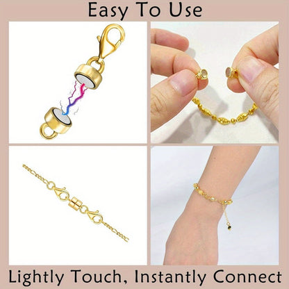 Lot de 18 fermoirs magnétiques pour colliers, or et argent – Convertisseur de fermoir magnétique pour bijoux avec fermoirs mousquetons pour bracelets, colliers et chaînes – Attache de bijoux facile, adaptée aux personnes arthritiques