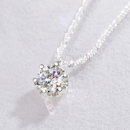 Collier pendentif éclatant en moissanite de 1 carat en argent sterling 925 – Alternative brillante au diamant, bijou de luxe élégant pour femme, cadeau idéal pour mariage, promesse, anniversaire de mariage et fête des Mères