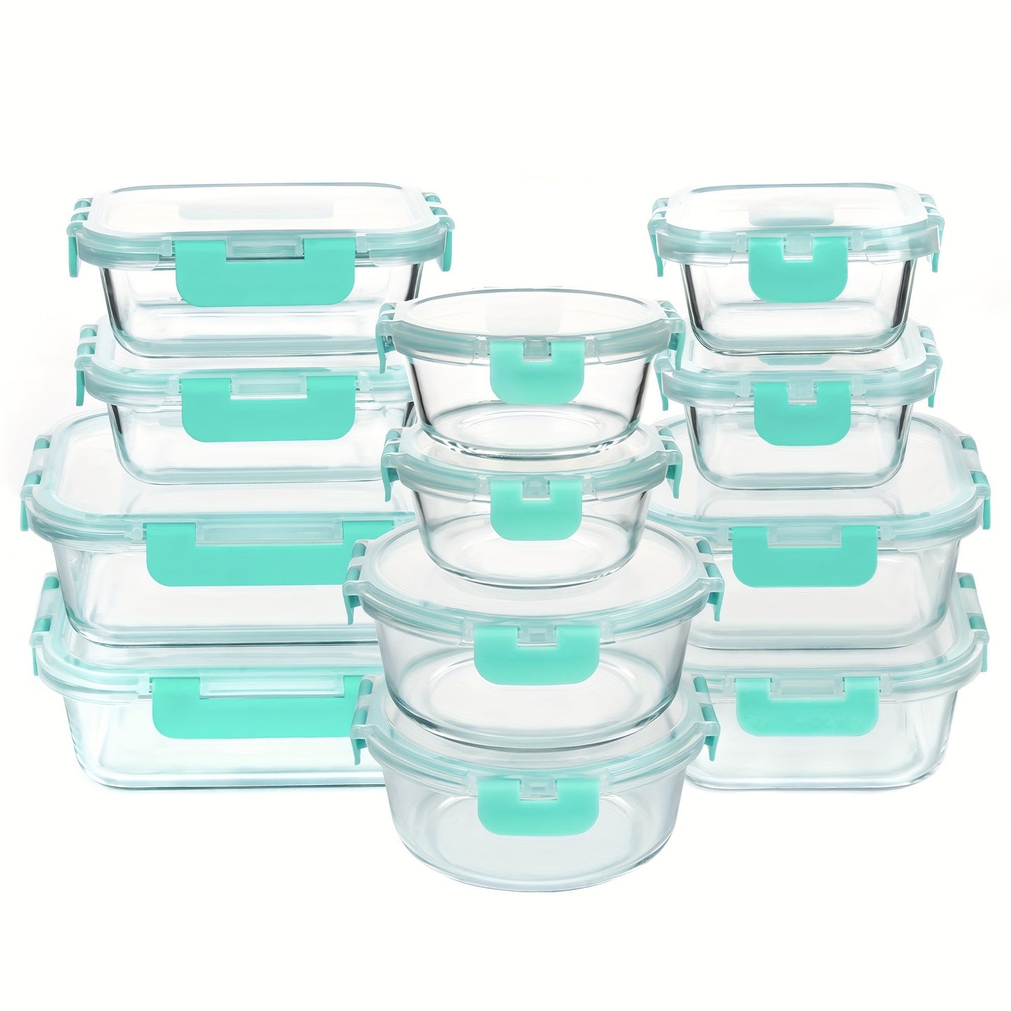 Borosilicate Glass Food Storage Containers 24-Pack (12 Bowls + 12 Airtight Lids) – Meal Prep Glass Bowls, Microwave & Dishwasher & Freezer Safe, BPA Free, Multi-Color Lids for Kitchen & Lunch